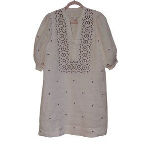 Lilly Pulitzer Mialeigh Embroidered Linen Shift Dress Beachy Coastal Resort 8